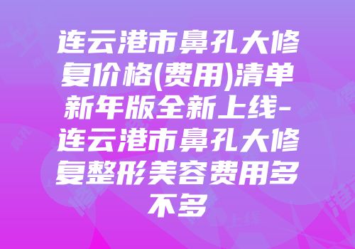 连云港市鼻孔大修复价格(费用)清单新年版全新上线-连云港市鼻孔大修复整形美容费用多不多