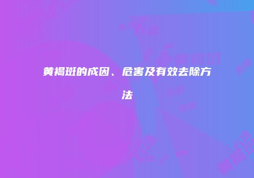 黄褐斑的成因、危害及有效去除方法