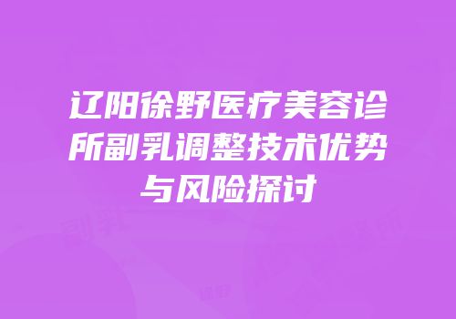 辽阳徐野医疗美容诊所副乳调整技术优势与风险探讨