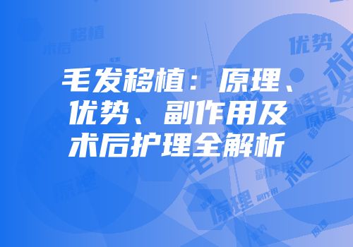 毛发移植：原理、优势、副作用及术后护理全解析
