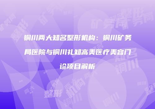 铜川两大知名整形机构：铜川矿务局医院与铜川礼知高美医疗美容门诊项目解析