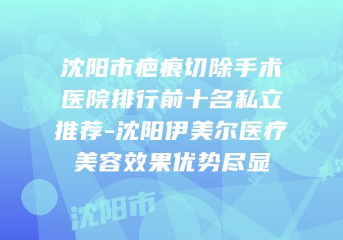沈阳市疤痕切除手术医院排行前十名私立推荐-沈阳伊美尔医疗美容效果优势尽显