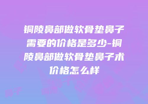 铜陵鼻部做软骨垫鼻子需要的价格是多少-铜陵鼻部做软骨垫鼻子术价格怎么样