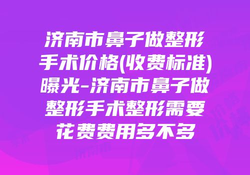 济南市鼻子做整形手术价格(收费标准)曝光-济南市鼻子做整形手术整形需要花费费用多不多