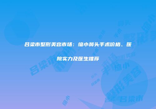 吕梁市整形美容市场：缩小鼻头手术价格、医院实力及医生推荐