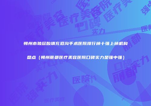 朔州市玻尿酸填充泪沟手术医院排行榜十强上榜机构盘点（朔州丽都医疗美容医院口碑实力是强中强）