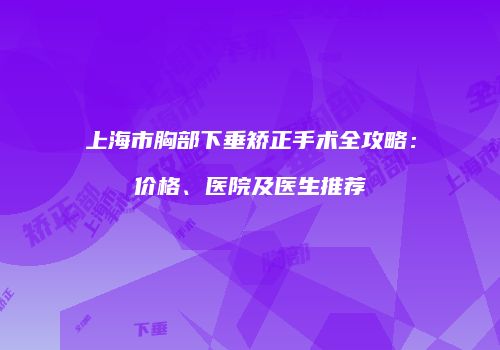 上海市胸部下垂矫正手术全攻略：价格、医院及医生推荐