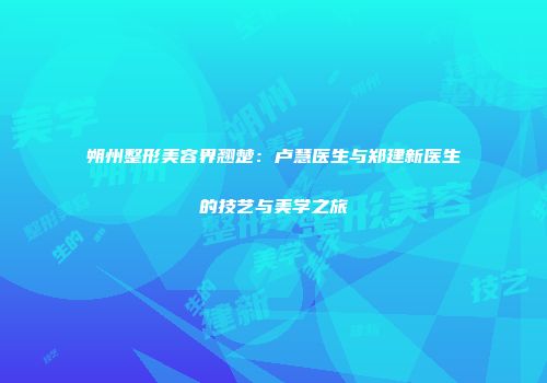 朔州整形美容界翘楚：卢慧医生与郑建新医生的技艺与美学之旅
