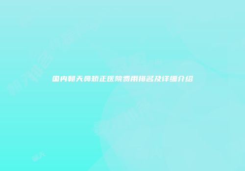 国内朝天鼻矫正医院费用排名及详细介绍