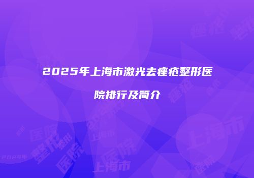 2025年上海市激光去痤疮整形医院排行及简介