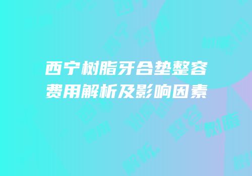 西宁树脂牙合垫整容费用解析及影响因素