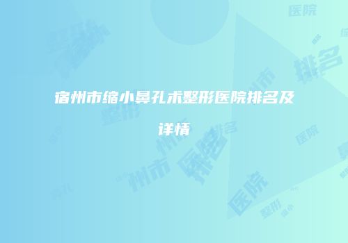 宿州市缩小鼻孔术整形医院排名及详情