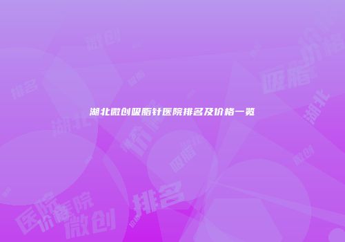湖北微创吸脂针医院排名及价格一览