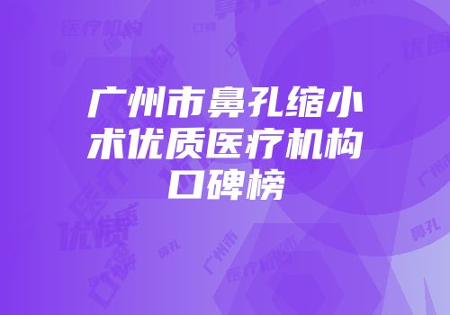 广州市鼻孔缩小术优质医疗机构口碑榜