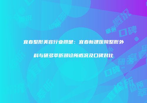 宜春整形美容行业翘楚：宜春新建医院整形外科与研多萃昕颜诊所概况及口碑对比