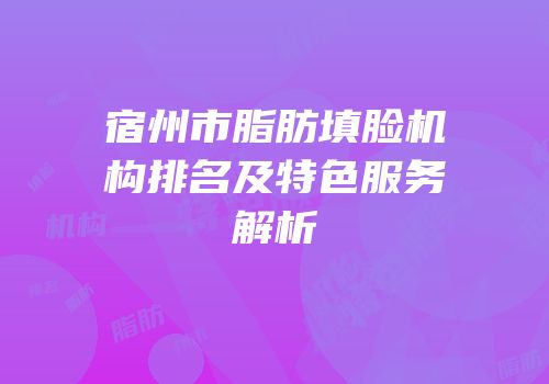 宿州市脂肪填脸机构排名及特色服务解析