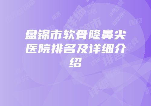 盘锦市软骨隆鼻尖医院排名及详细介绍