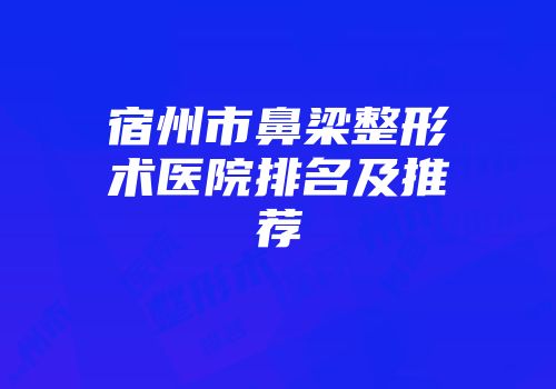 宿州市鼻梁整形术医院排名及推荐