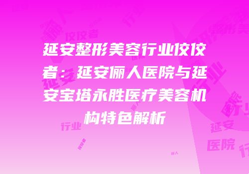 延安整形美容行业佼佼者：延安俪人医院与延安宝塔永胜医疗美容机构特色解析
