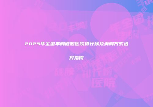 2025年全国丰胸硅胶医院排行榜及美胸方式选择指南