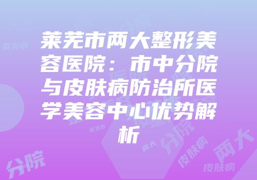 莱芜市两大整形美容医院：市中分院与皮肤病防治所医学美容中心优势解析