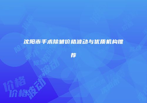 沈阳市手术除皱价格波动与优质机构推荐