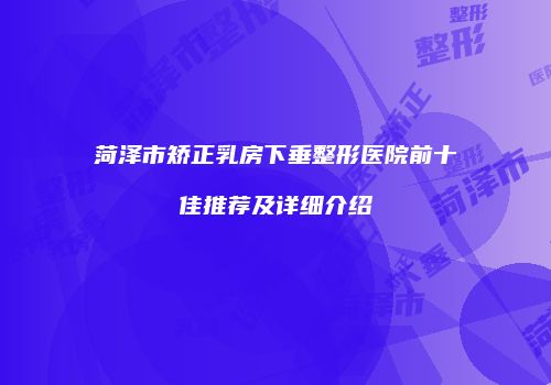 菏泽市矫正乳房下垂整形医院前十佳推荐及详细介绍