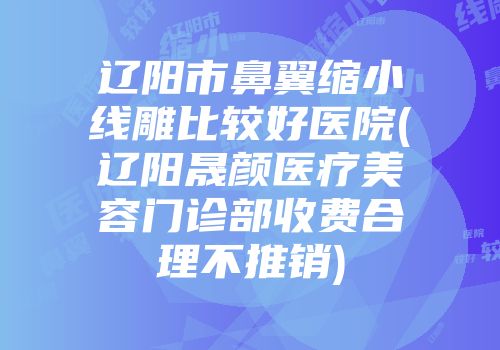 辽阳市鼻翼缩小线雕比较好医院(辽阳晟颜医疗美容门诊部收费合理不推销)