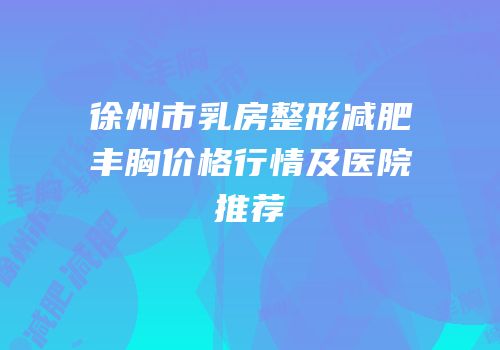 徐州市乳房整形减肥丰胸价格行情及医院推荐