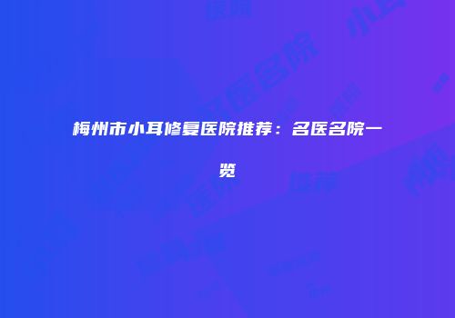梅州市小耳修复医院推荐：名医名院一览