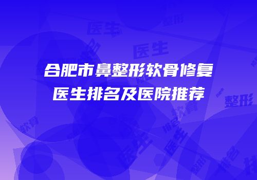 合肥市鼻整形软骨修复医生排名及医院推荐