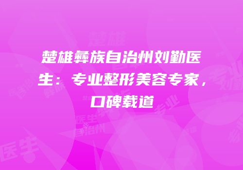 楚雄彝族自治州刘勤医生：专业整形美容专家，口碑载道