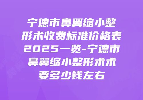 宁德市鼻翼缩小整形术收费标准价格表2025一览-宁德市鼻翼缩小整形术术要多少钱左右