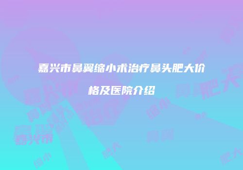 嘉兴市鼻翼缩小术治疗鼻头肥大价格及医院介绍