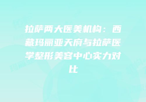 拉萨两大医美机构：西藏玛丽亚天府与拉萨医学整形美容中心实力对比
