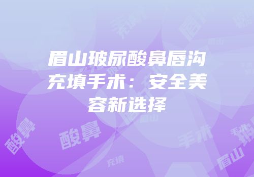 眉山玻尿酸鼻唇沟充填手术：安全美容新选择