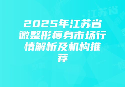 2025年江苏省微整形瘦身市场行情解析及机构推荐