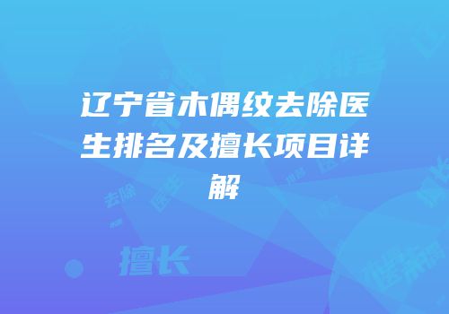 辽宁省木偶纹去除医生排名及擅长项目详解