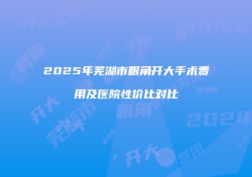 2025年芜湖市眼角开大手术费用及医院性价比对比
