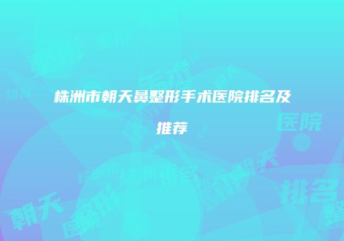 株洲市朝天鼻整形手术医院排名及推荐