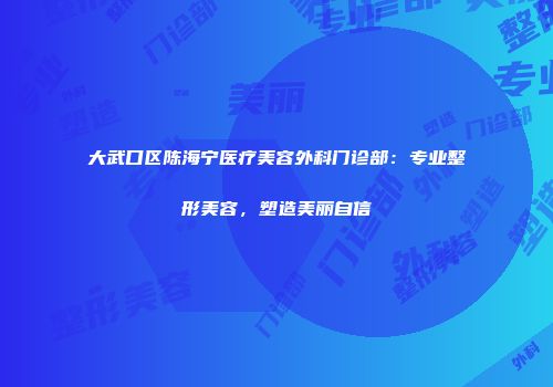 大武口区陈海宁医疗美容外科门诊部：专业整形美容，塑造美丽自信