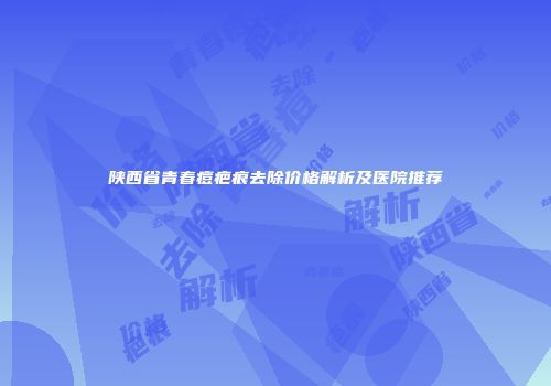 陕西省青春痘疤痕去除价格解析及医院推荐