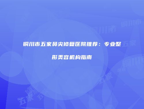 铜川市五家鼻尖修复医院推荐：专业整形美容机构指南