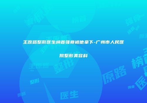 王原路整形医生榜首强竟被他拿下-广州市人民医院整形美容科