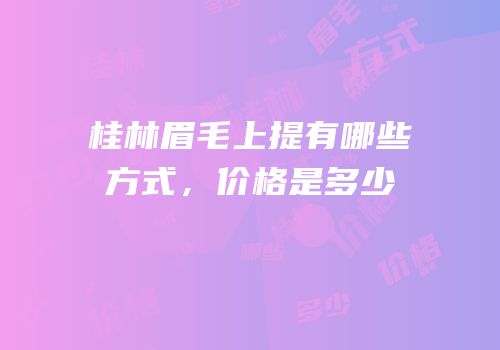 桂林眉毛上提有哪些方式，价格是多少
