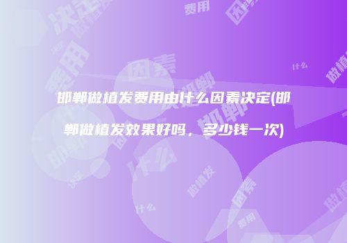 邯郸做植发费用由什么因素决定(邯郸做植发效果好吗，多少钱一次)