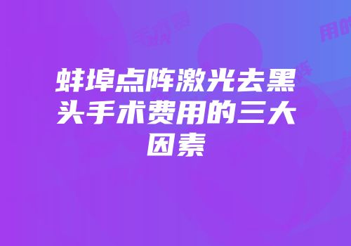 蚌埠点阵激光去黑头手术费用的三大因素