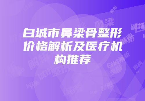 白城市鼻梁骨整形价格解析及医疗机构推荐