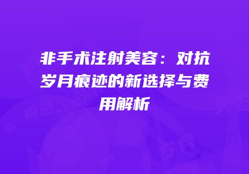 非手术注射美容：对抗岁月痕迹的新选择与费用解析