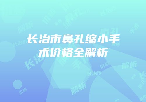 长治市鼻孔缩小手术价格全解析